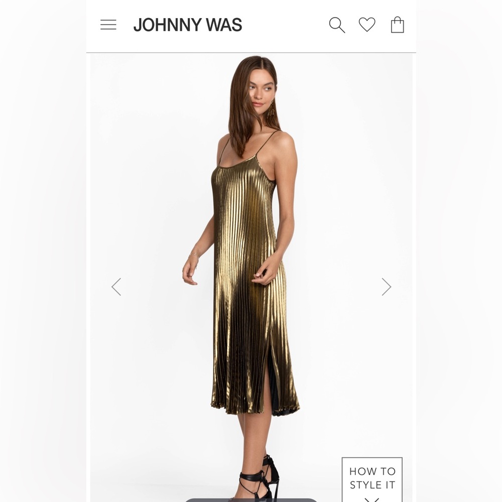 GOLDEN GEM PLEATED MIDI DRESS by Johnny Was